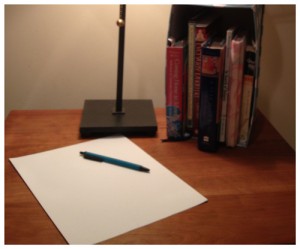 writing desk with pen and paper for mindfulness writing